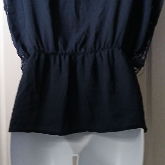 Blush navy blouse elastic waist Sz XL EUC - Picture 6 of 8